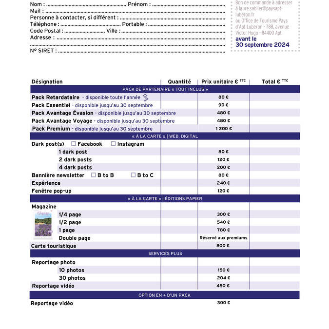 Guide du partenaire 2025 Office de tourisme Pays d'Apt Luberon